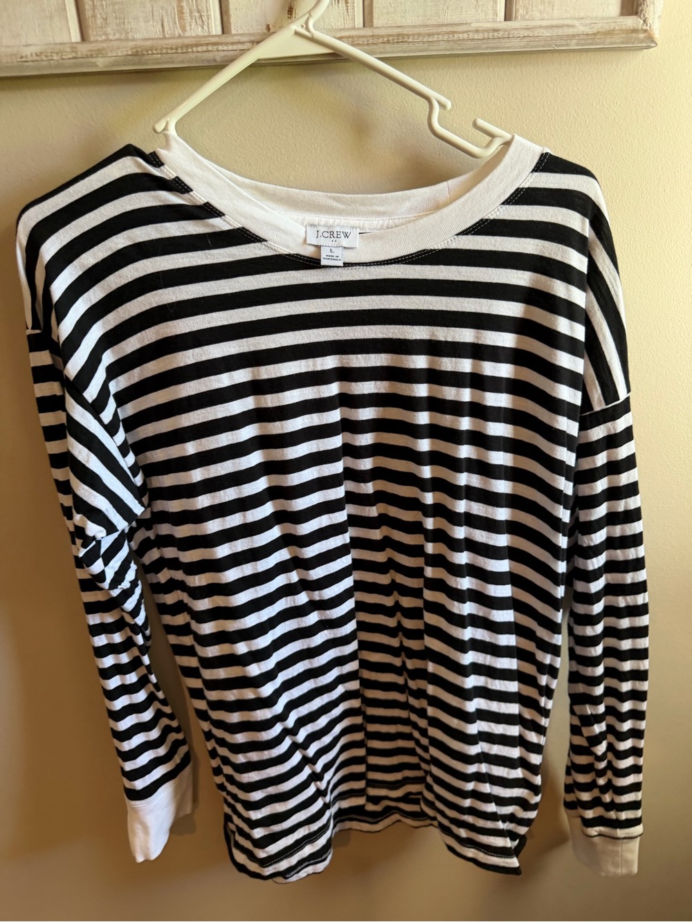 J. Crew Black and White Striped Long Sleeve Top